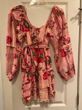 Love Shack Fancy Ambrosia Mini Dress in Pink Desert Floral Size 00